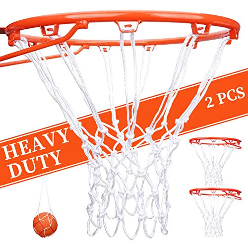 [2 Packs] Sieqioor Professional Basketball Net Replacement Heavy Duty, Durable Basketball Nets In All Weather Anti Whip, Fits Standard Indoor Outdoor Rims 12 Loops (White) With Basketball Net Bag #TOP22