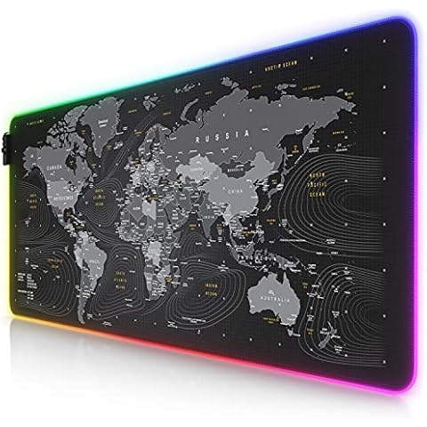 CSL-Computer - XXL RGB Gaming Mauspad - LED Schreibtischunterlage - 900 x 400 mm Übergröße - XXL Mauspad - LED Multi Color - 11 Beleuchtungsmodi - 7 LED-Farben plus 4 Effektmodi - waschbar Cover