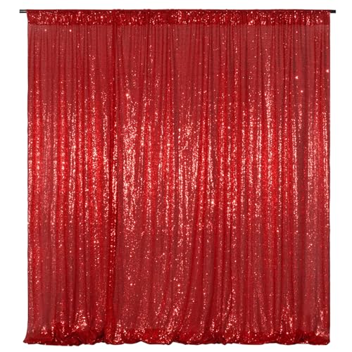 Poise3EHome 20FT x 10FT Sequin Photography Backdrop Curtain for Party Decoration, Red