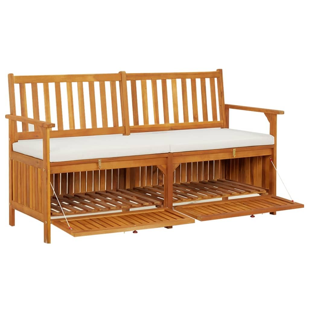 PURADAY Truhenbank mit Kissen 148 cm Massivholz Akazie Sitztruhe mit Stauraum Outdoor Gartentruhe Sitzbank Holz Truhenbank mit Stauraum Gartenbank Holz Sitzbank Outdoor