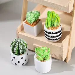 4 peças de plantas artificiais fofas de resina artificial cacto em vaso ornamentos para casa enfeites de mesa decoração de escritório