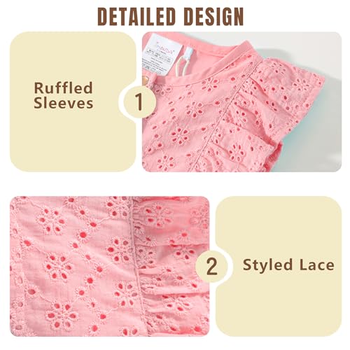 Jimonda Baby Girl lace Ruffle Romper Openwork Floral Clothes Summer Outfits Sleeveless Jumpsuit With Button Front (0-24M)2