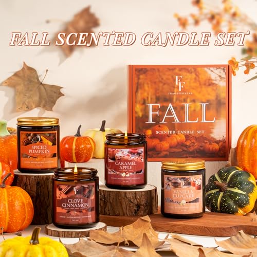 image for FF FRAGRFLOWING Fall Candles Set, 4 Pack Candles for Home Scented Natu