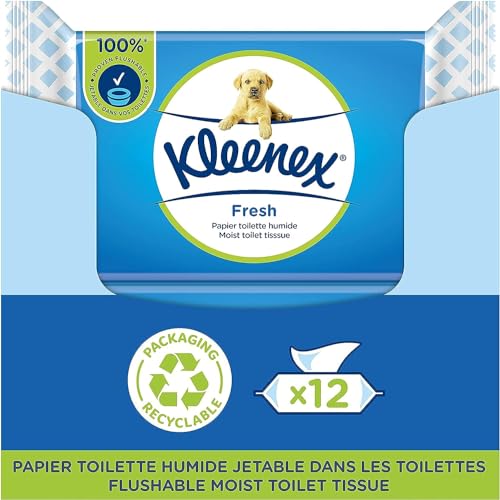 Kleenex® Papier Toilette Humide Fresh - 12 paquets de 42 feuilles