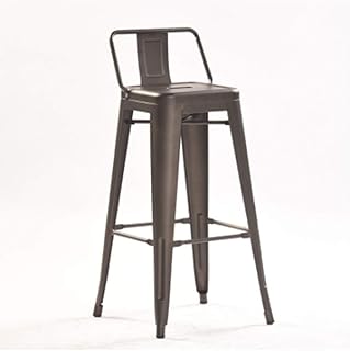 JIALIZL Taburetes Altos - Taburete Torix Respaldo-La Silla Española,Estilo Industrial, Retro O Vintage,para El Comedor O La Cocina Bar,Grey