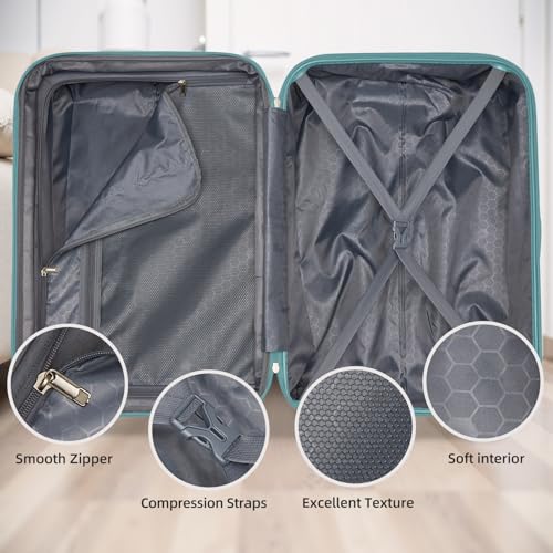 Image of LARVENDER Luggage Sets 6 Piece, Expandable Suitcases with Wheels | Suitcase Set for Women and Men|Checked Luggage|Carry On Luggage|Hardside Lightweight|Misty Blue