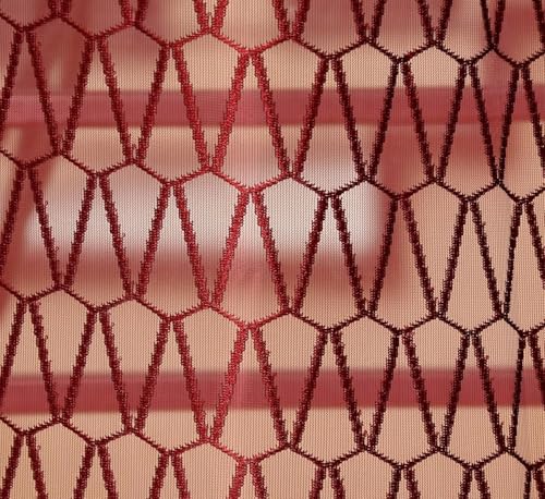 Image of HOME UTSAV Premium Sheer Net Curtain for Window 6 Feet | Transparent Net Fabric with Geometric Design | Pack of 1, Maroon
