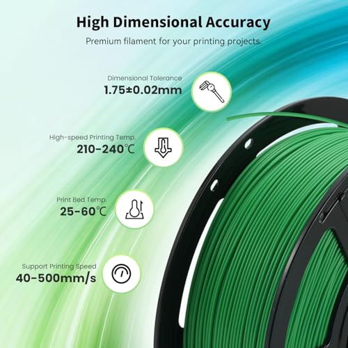 Image of FLASHFORGE High Speed PLA+ 3D Printer Filament Pure Green, Enhanced Melt Flow for Faster, Smoother Prints, 500mm /s Rapid Printing, Feature Sleek Matte Finish, Rich and Solid Color