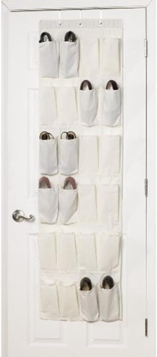 Garneck Door Shoe Organizer 24pcs with Pockets Hanging Bag White