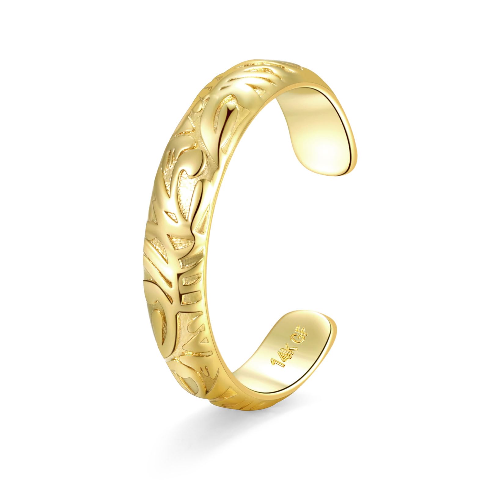 PLOMFOV 14K Gold Filled Gold Toe Rings for Women Adjustable Toe Rings Non Tarnish Solid 14K Real Gold Toe Ring