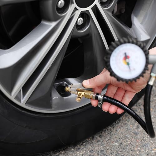 Image of SOLUSTRE Quick Clip Inflatable Nozzle - 2-Pack Copper Tire Inflator Adapter 1.77X1.18X0.78 Inches Secure Connection for Car Tire Air Compressor Accessories
