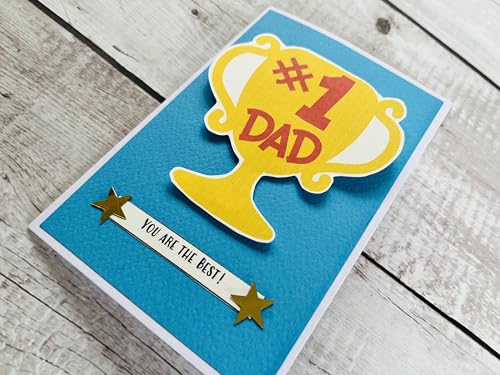 Image of Handmade No. 1 Dad Greeting card for Dad's birthday /Father's Day, 4x6 inch size with Envelope, Blank inside