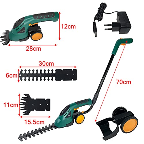 NING Accu-grastrimmer, accu-grastrimmer en tuinschaar, 1500 mAh, grasmaaier, 7,2 V - Afbeelding 3