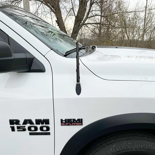 Image of BASIKER Short Antenna Fit for2009-2026 Dodge Ram 1500 2500 3500 Accessories | Fit for Truck Ram Classic Warlock, Car Wash Proof Antenna Replacement, Screw Included, Upgrade Radio Signal, 7 Inch Spiral