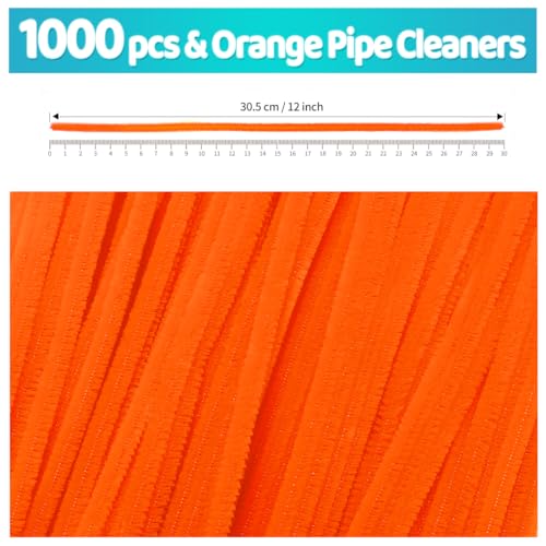 Image of IOOLEEM 1000pcs Orange Pipe Cleaners Bulk for Crafts | Chenille Stems for DIY Flower Making & Festival Decor & Party Projects, Pipe Cleaner Crafts, Art and Craft Supplies