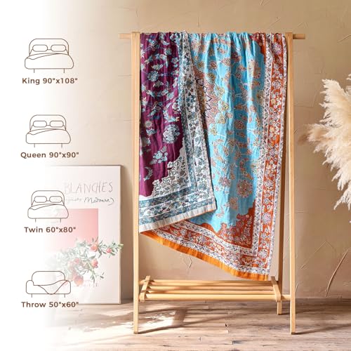 Image of LUTBM Boho Throw Blanket for Bed 60 inchx80 inch, All Season Cotton Couch Blankets