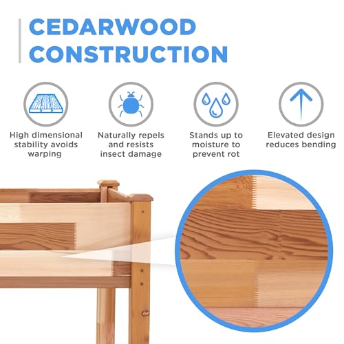 Jumbl, Cedar Raised Garden Bed, Elevated Wood Planter for Growing Fresh Herbs, Vegetables, Flowers, Succulents - 72x23x30” - Image 2