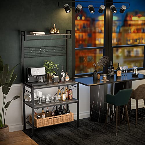 Armocity Kitchen Bakers Rack with Hutch, Industrial Microwave Stand 3Tier Utility Storage Shelf