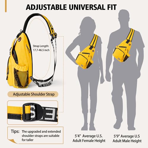 Image of Geestock Convertible Sling Bag for Women Men, Lightweight Crossbody Backpack Daypack Chest Bag Fit 10.9 inch Tablet for Travel, Sport, Hiking & Commute, Yellow, 8.27inx3.94inx13.39in