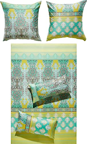 Erwin Müller Bettwäsche Mako-Satin grün-gelb Größe 1x 135x200 cm + 1x...