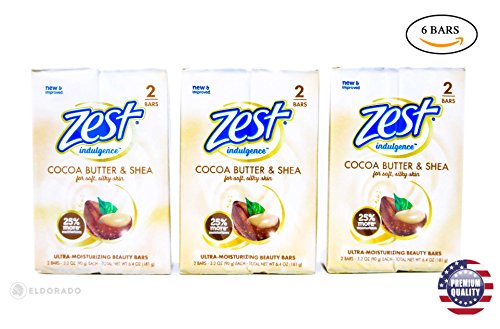 Image of Zest Creamy Cocoa Butter & Shea Soap, 6 Bars, 3.2 Oz. Each