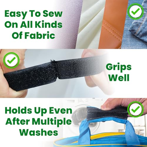 ECOHomes 1 Inch Wide x 33 FT Sew On Hook and Loop Tape for Fabric Roll, Sewable Sew-On Strips for Clothing, Clothes, Fabric | No Adhesive Sewing Fastener Straps, Easy Sew in, Strong Grip, Black