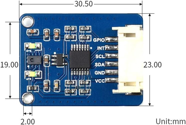 Dimensions of the AS7341 Spectral Color Sensor Module in millimeters