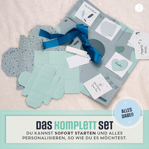 DIY Explosionsbox Geschenkbox Set zum selber basteln - Pop Up Foto Überraschungsbox - Geschenk Box Bastelset als Geburtstagsgeschenk, personalisiertes Geschenk