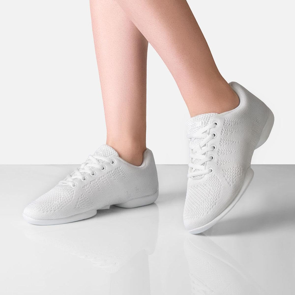 Anna Kern Suny Damen Dance Sneakers 160 Bold - Knit Weiß - Normalweite - 1 cm Sneaker Absatz - Geteilte PU Sohle
