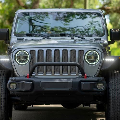 Image of AggAuto Grille Mesh for Jeep Wrangler JK JKU 2007-2018, 3x6mm Rhombic Hole