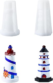 2Pcs 3D Lighthouse Resin Molds, Nautical Themed Lighthouse Silicone Mold for Fondant, Chocolate, Soy Wax Candle, Plaster, Epoxy Resin Casting, DIY Crafts