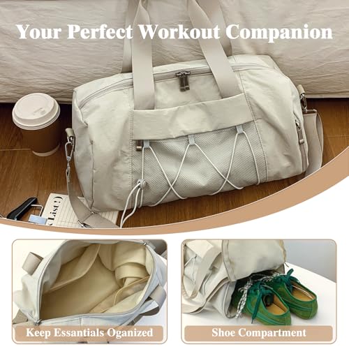 Small Gym Bag for Women, Travel Duffle Bag Carry On Weekender Bag with Shoe Compartment Overnight Gym Tote Personal Item Bag for Men3