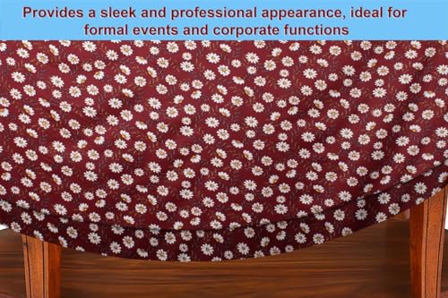 Image of The Furnishing Tree Elastic Oval Center Table Cover WxL 16x48 in Inches Polyester Floral Pattern Red White