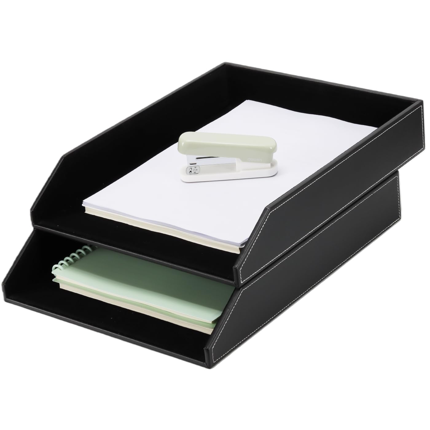 2 bandejas para cartas apilables, A4, para documentos de oficina, color negro