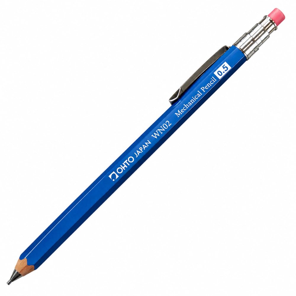 OHTO WN02 Wooden Mechanical Pencil 0.5mm Blue, Japanese Mini