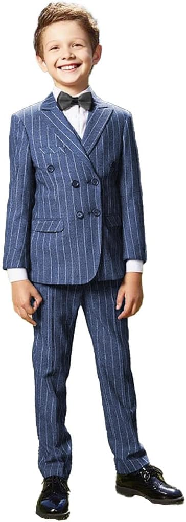 Boys 2 Piece Jacket Pants Striped Suits Lien Toddler Tuxedo Suit Set for Teen Boys Kids Wedding