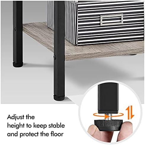 Yaheetech End Table with 1 Drawer and Open Shelf, Rustic Metal-Framed Wooden Sofa Side Table,Bedside Table for Home/Office,Gray color