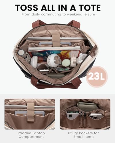 LOVEVOOK Puffer Tote Bag for Women, Lightweight Work Bag, Travel Tote Bag, Large Shoulder Handbag for Teacher, Nurse, Daily4