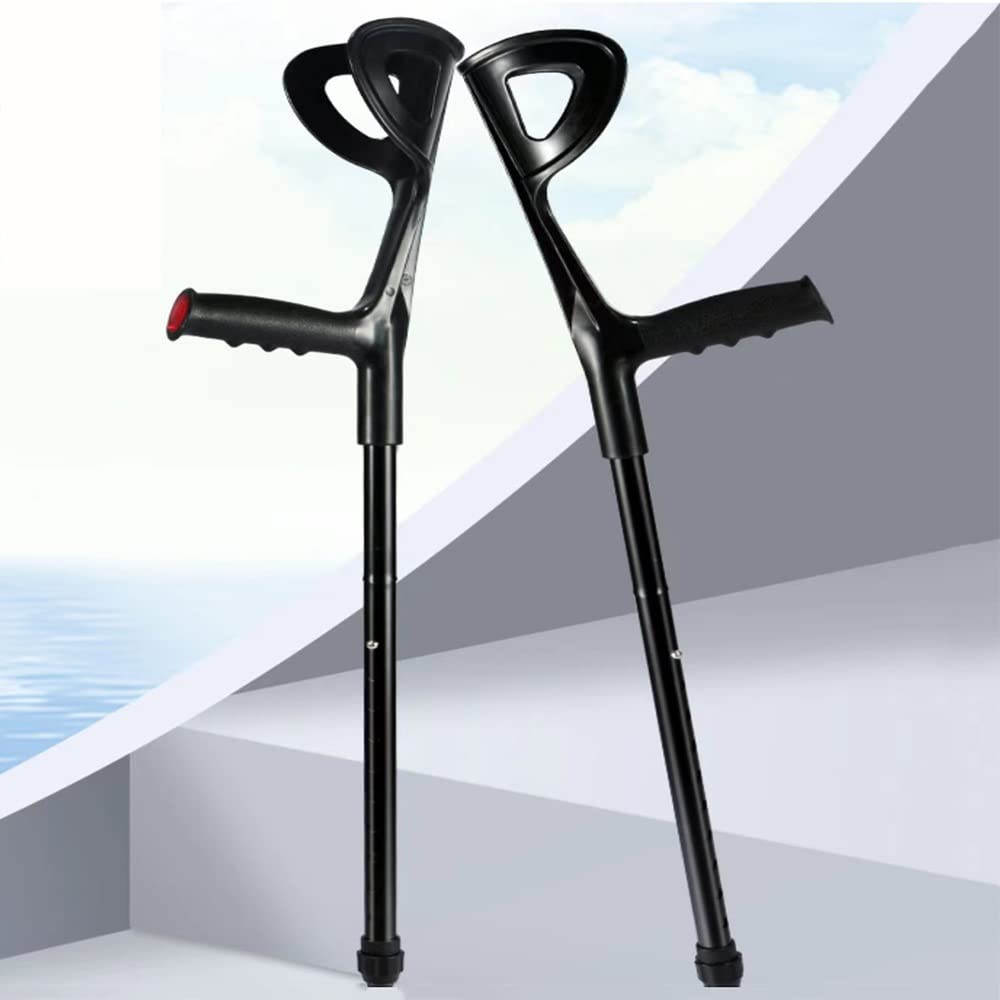 Plegables Muletas, Bastones para Adulto, Regulables Muletas De Antebrazo,Ajustables Muletas para Viaje para Mayores Discapacitados, Negras (Size : 2pcs)