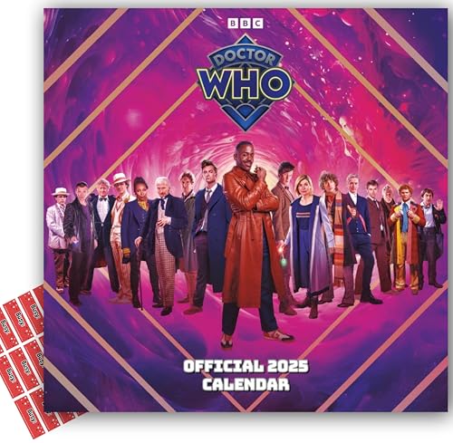 Doctor Who Calendar 2025 Classic Dr Who Calendar Gift Present with FREE Organising Stickers Included