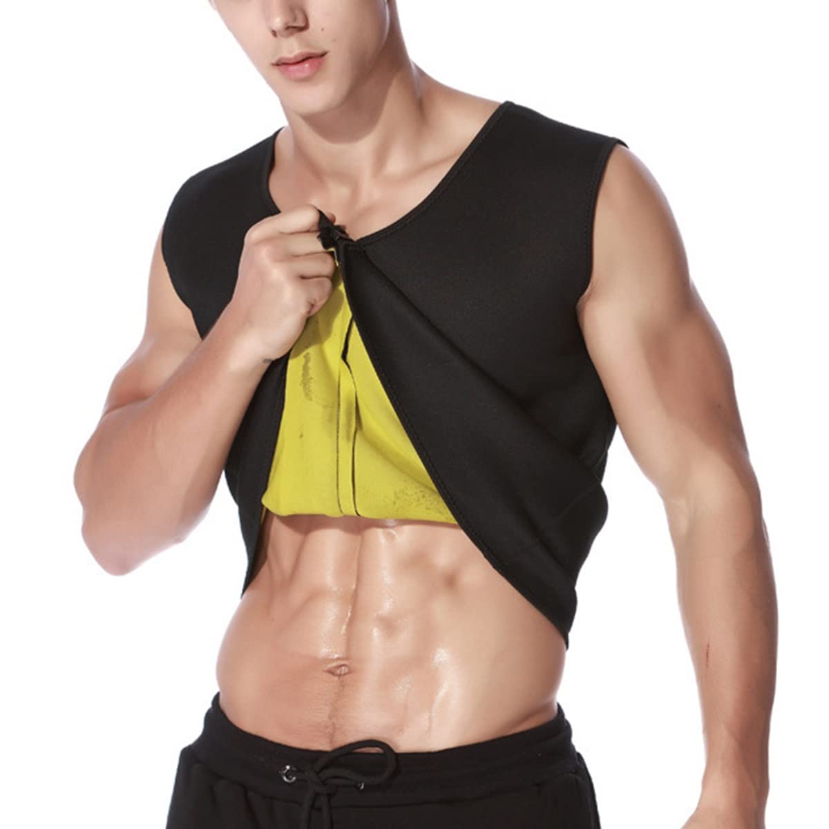 Camiseta para adelgazante sudoración masculina en el gimnasio faja de compresión negra