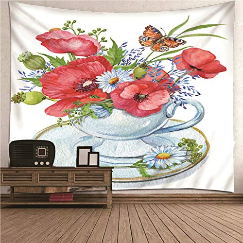 Tapices de pared decorativos de 150x130 cm en poliéster para sala, diseño de café y mariposas