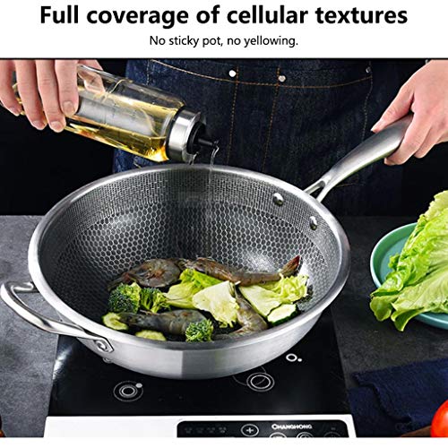 Wok de acero inoxidable sin recubrimiento antiadherente 34 cm miniatura 3