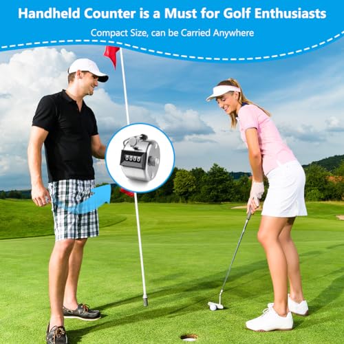 flintronic 4 Stücke Handzähler Zähler, Metall Zähler, Manuelle Klicker, 4 Stellige Zähler Fingerzähler, Mechanischer Handzähler für Personenzähler, Golf und Schule Sport