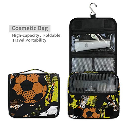 Domiking Hanging Travel Toiletry Bag - Boys Soccer Ball Waterproof Cosmetic Bag Portable Makeup Pouch For Toiletries Bathroom #TOP4