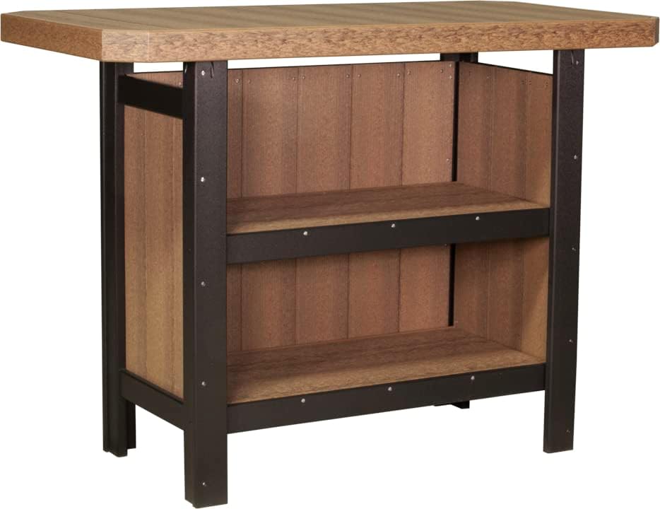 LuxCraft Mesa de bar de poliéster para exteriores, fabricada con plásticos reciclados, fabricada en Estados Unidos (caoba antigua y negro)