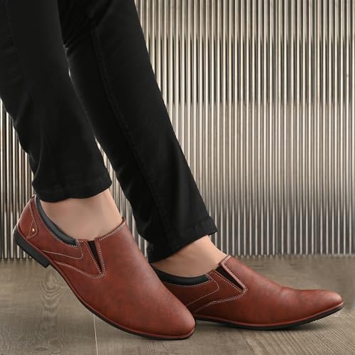 Image of Centrino Men's Classic Moccasins Non-Lace Up Formal Shoes for Office, Party,Wedding | Dress Shoes | Extra Cushioning Insole | Lightweight & Comfortable (7957)