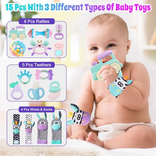 baby rattles 0-6 months baby toys rattles for babies 6-12 months infant toys 0-3 months newborn toys teething toys 3-6 months - baby rattle socks baby gifts for boy girl