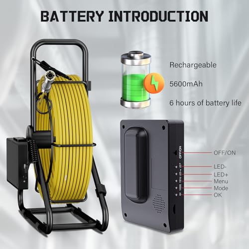 Sewer Camera 100ft 4.3" Pipe Drain Inspection Camera DVR Borescope with 12PCS LED Lights IP68 Waterproof 17/22MM Industrial Endoscope (22MM Camera/30M)