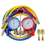 Bocarmo 5FT AC Diagnostic Manifold Freon Gauge Set for R410A R404A R22 R134a R12 R22 R502, Refrigerant AC House Air Condition HVAC 60'